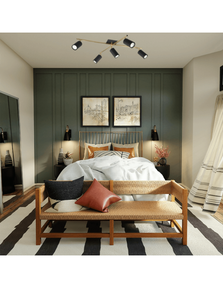 Regleta de 5 focos negra y dorada Marley ambiente