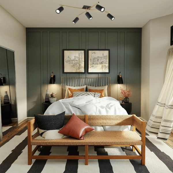 Tira de 5 holofotes pretos e dourados Marley ambient