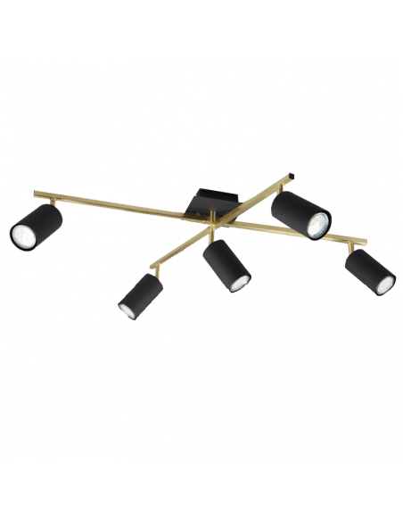 Réglette 5 ampoules Marley noir et or