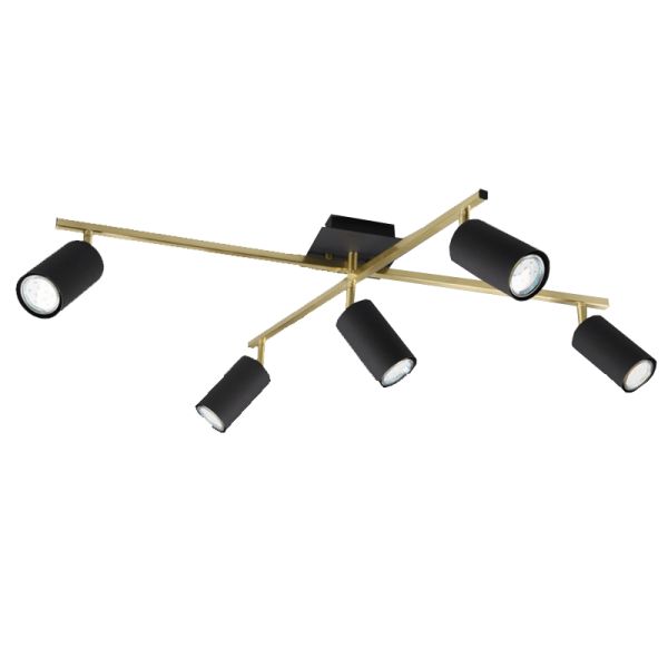 Réglette 5 ampoules Marley noir et or