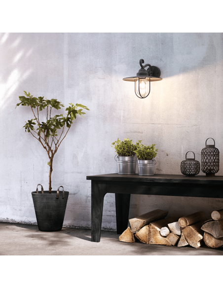 Candeeiro de parede exterior clássico preto Pasture ambient