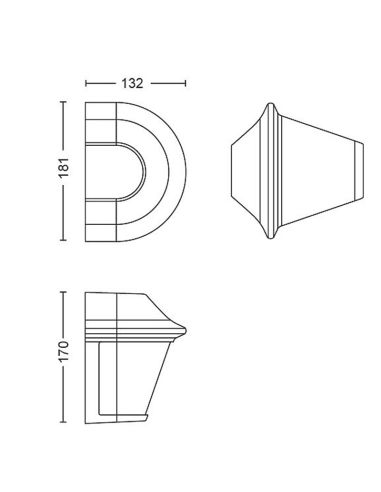 Candeeiro de parede exterior preto Dimensões Serres 1xE27