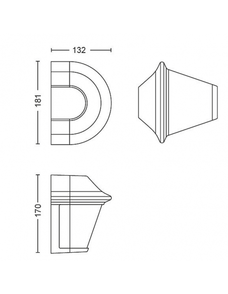 Candeeiro de parede exterior preto Dimensões Serres 1xE27