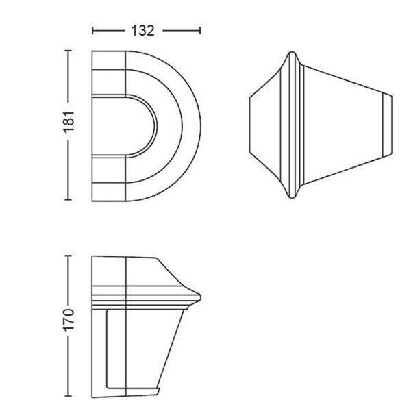 Candeeiro de parede exterior preto Dimensões Serres 1xE27