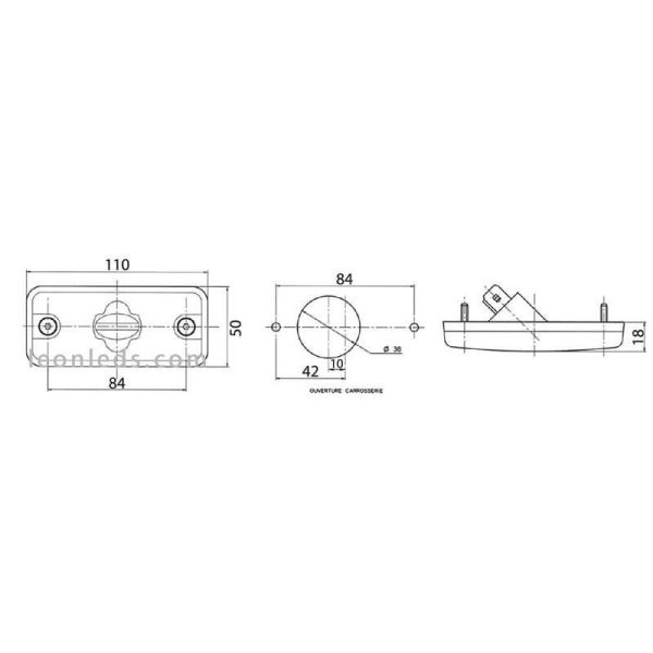 Dimensions Lumière LED Ambre Daf Iveco Irisbus Iveco Renault Volvo | Éclairage LeonLeds