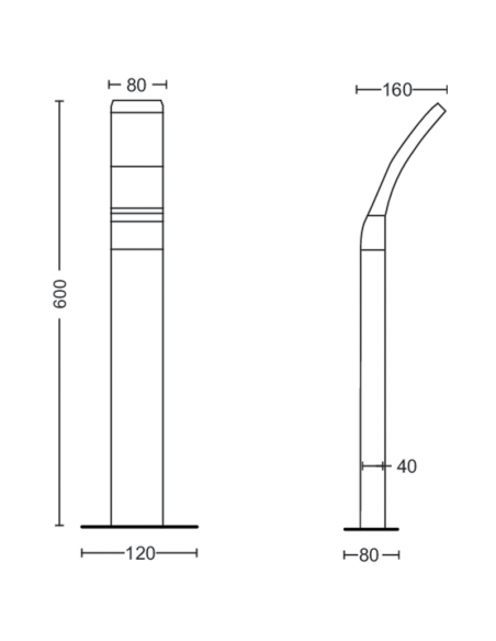 Balise LED pour jardin Splay anthracite dimensions