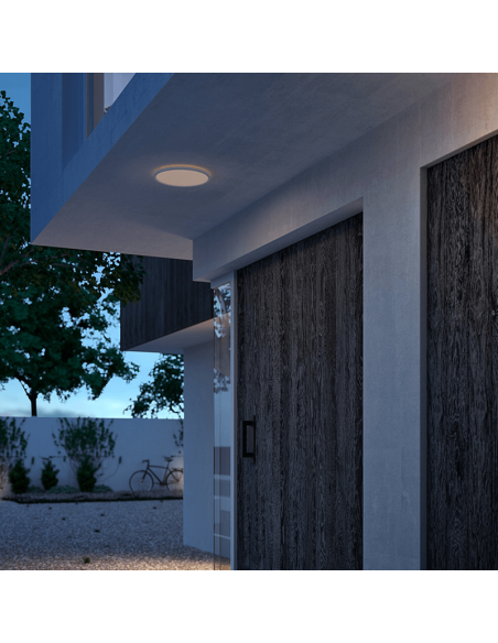 Luminária de teto LED redonda extra plana SuperSlim, branca ambiente, para exterior