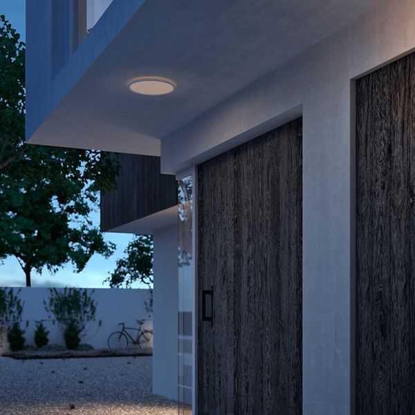 Plafón LED exterior redondo extraplano SuperSlim blanco ambiente