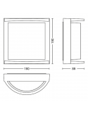 Aplique de pared exterior antracita Samondra con sensor dimensiones