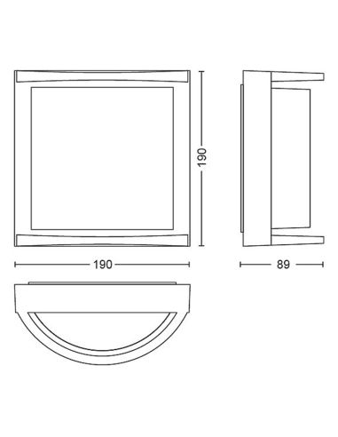 Aplique de pared exterior antracita Samondra con sensor dimensiones