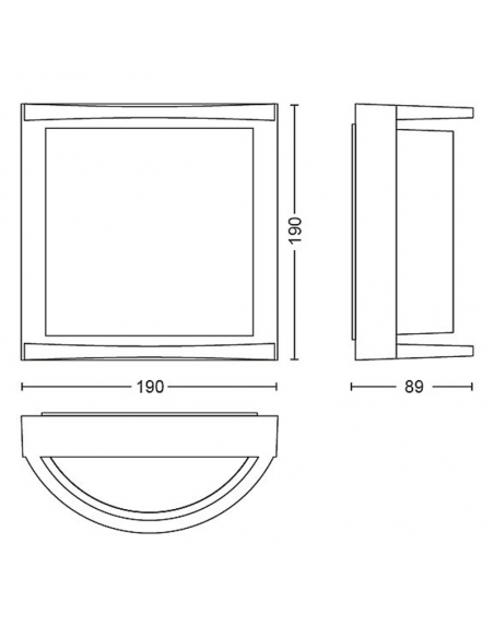Aplique de pared exterior antracita Samondra con sensor dimensiones