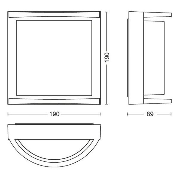 Aplique de pared exterior antracita Samondra con sensor dimensiones