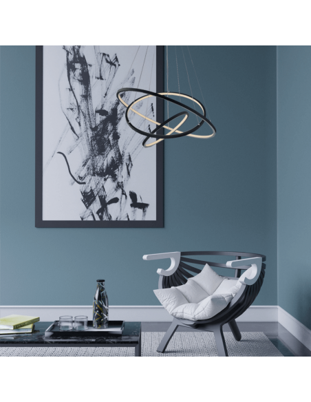 Lámpara LED colgante wifi Aaron antracita ambiente