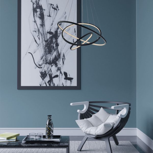 Lámpara LED colgante wifi Aaron antracita ambiente