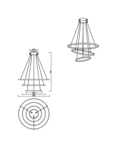 Lámpara LED colgante wifi dimensiones