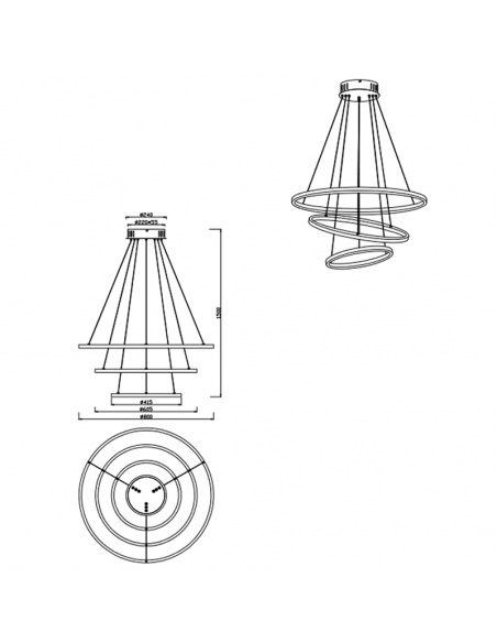 Lámpara LED colgante wifi dimensiones
