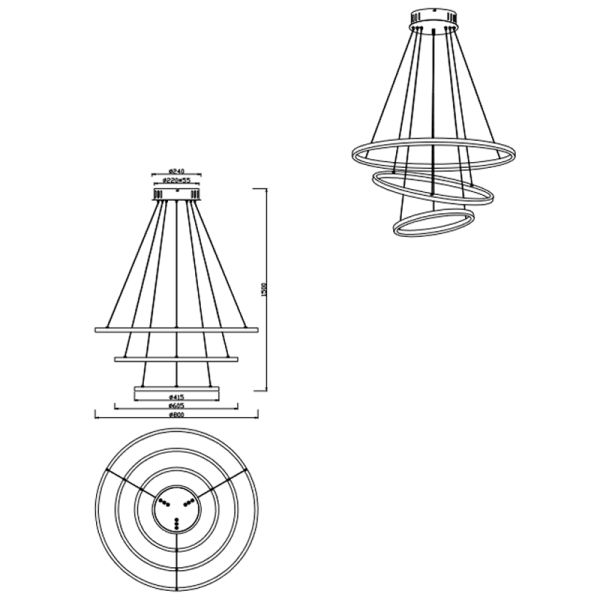 Lámpara LED colgante wifi dimensiones