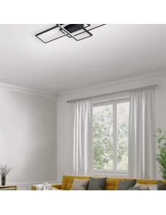 Luminária de teto LED minimalista Wi-Fi antracite Thiago 36 W 2