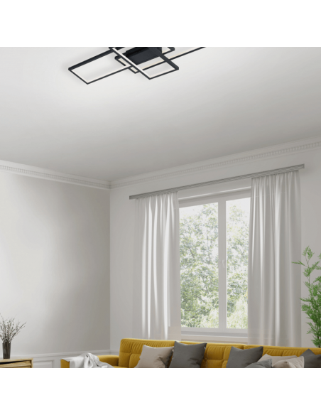 Plafón LED minimalista wifi Thiago 36W antracita ambiente