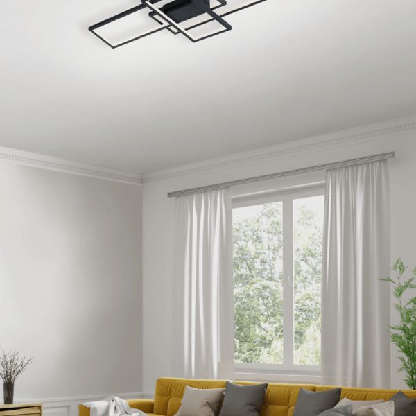 Plafón LED minimalista wifi Thiago 36W antracita ambiente