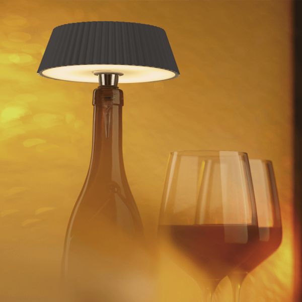 Lámpara de mesa sin cables para botella Relax negra ambiente