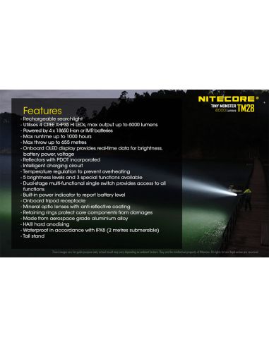 Pantalla oled de Linterna de mano LED muy potente 6000Lm TM28 Nitecore | LeonLeds