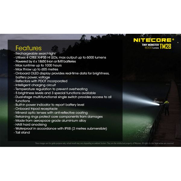 Pantalla oled de Linterna de mano LED muy potente 6000Lm TM28 Nitecore | LeonLeds