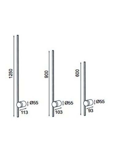 Mesures de l'applique LED en métal blanc Tobago