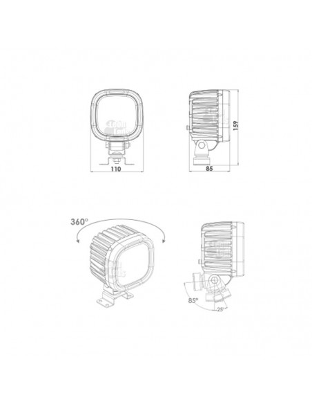 Dimensions était une lampe de travail LED carrée puissante | Phare de tracteur à LED de qualité bon marché | Éclairage LeonLeds