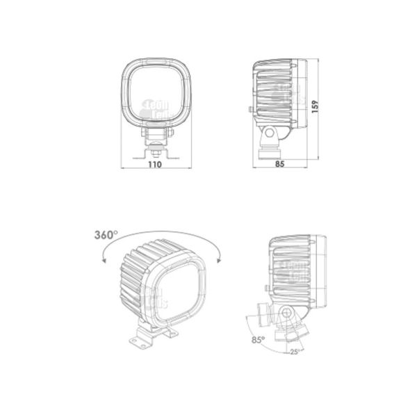 Dimensions était une lampe de travail LED carrée puissante | Phare de tracteur à LED de qualité bon marché | Éclairage LeonLeds