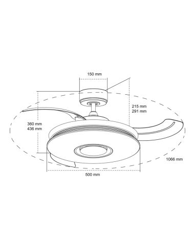 Ventilador LED Gaby RGB con motor DC y Altavoz medidas