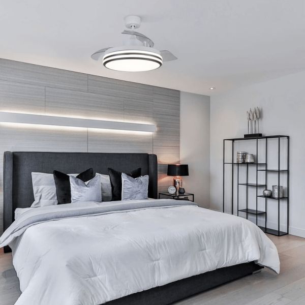 Ventilador de techo LED DC Louis dimmable blanco ambiente