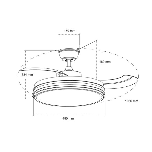 Ventilador de techo LED DC Louis dimmable medidas
