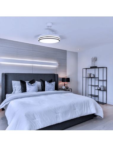 Ventilateur de plafond LED DC Louis dimmable lumière froide ambiante blanche