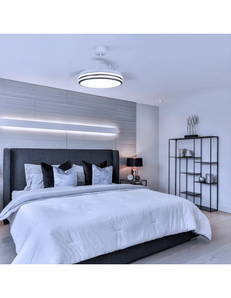Ventilador de teto LED DC Louis luz ambiente branca regulável e fria