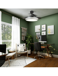 Ventilador de teto LED ajustável preto DC Louis 2