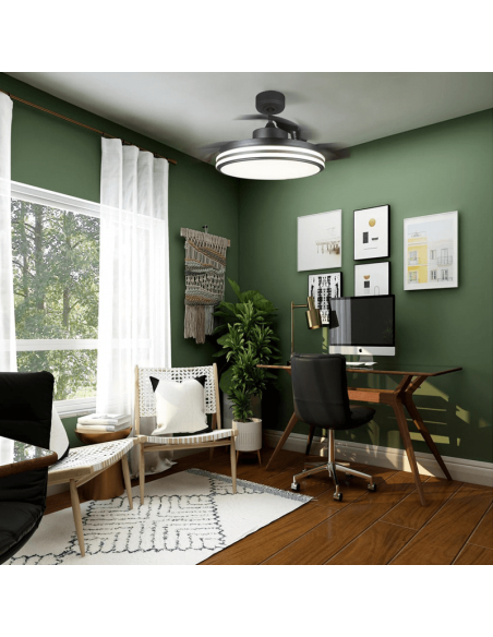 Ventilateur de plafond LED orientable noir Louis DC ambient