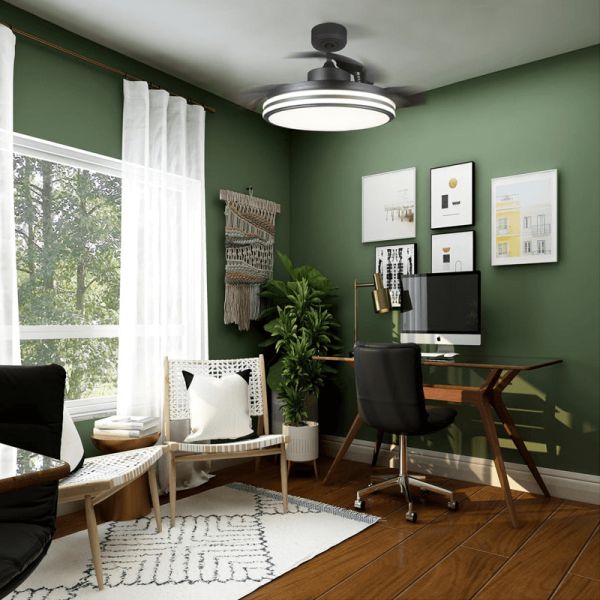 Ventilador de techo LED regulable Louis negro DC ambiente