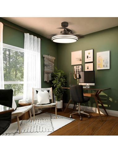 Ventilador de techo LED regulable Louis negro DC luz caliente