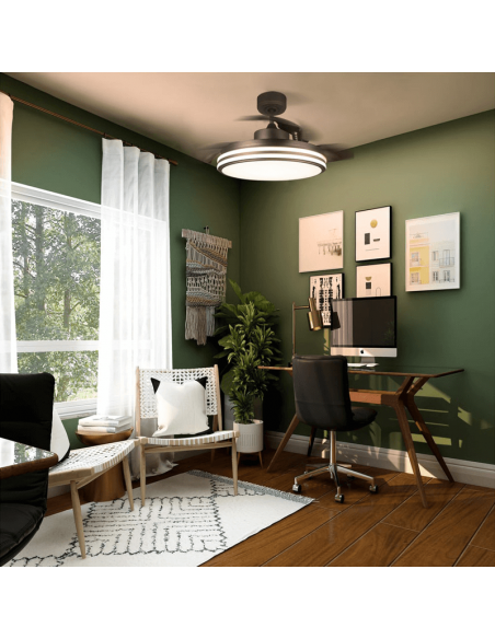 Ventilateur de plafond à DEL Louis DC à intensité variable, lumière chaude, noir