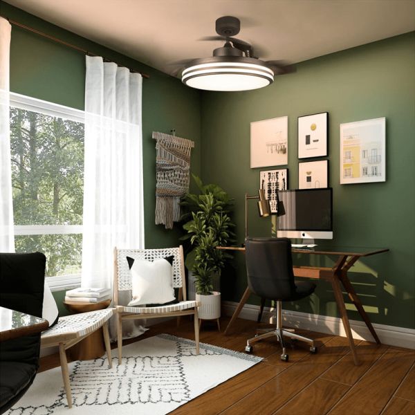 Ventilador de techo LED regulable Louis negro DC luz caliente