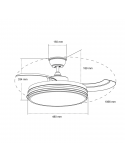 Ventilador de techo LED regulable Louis negro DC medidas