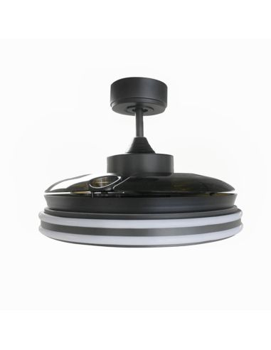 Ventilador de techo LED regulable Louis negro DC Cristal Record