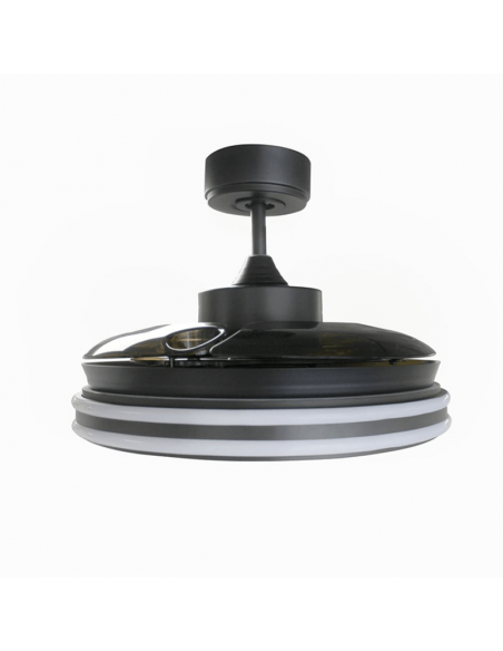 Ventilador de techo LED regulable Louis negro DC Cristal Record