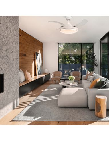 Ventilador DC Camel blanco 36W palas plegables ambiente luz cálida