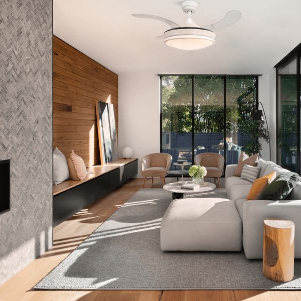 Ventilador DC Camel white 36W lâminas dobráveis ambiente luz quente