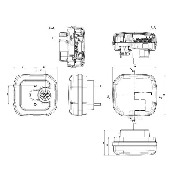 Petit feu arrière LED 3 ou 4 fonctions pour remorque de voiture, remorque agricole de Was | Éclairage LeonLeds