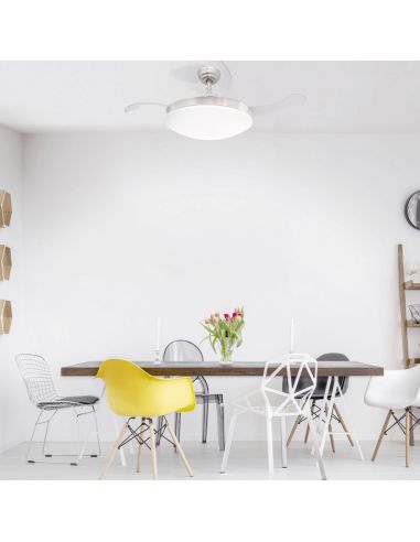 Ventilador DC Maria LED-CCT e luz neutra do alto-falante oculto