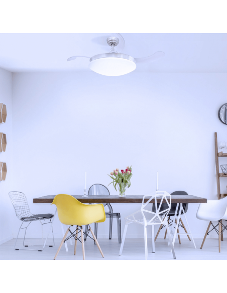 Ventilador DC María LED-CCT y Altavoz oculto luz fría