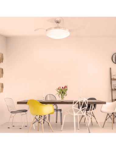 Ventilateur DC Maria LED-CCT et haut-parleur à lumière chaude caché